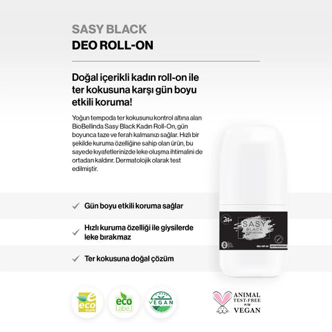 Sasy Black Antiperspirant Deo Roll-On - BL180